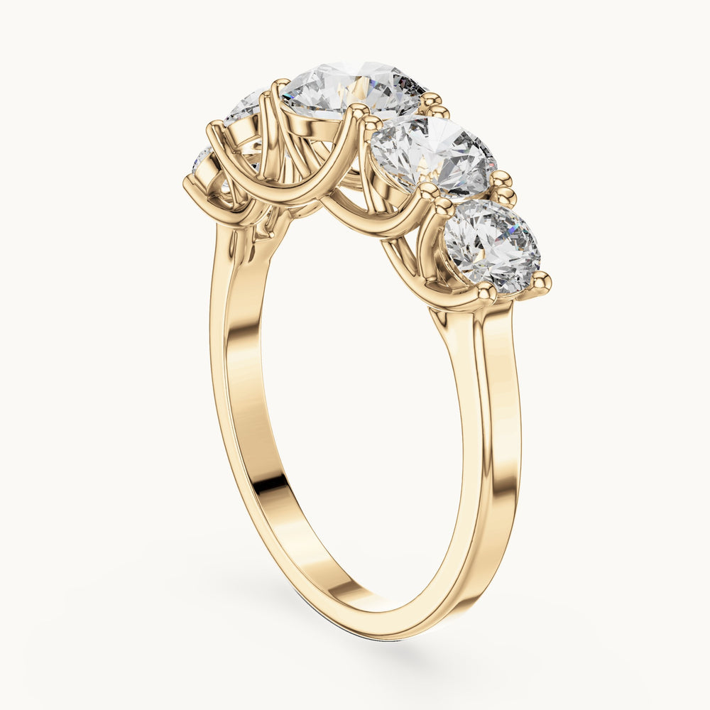 Round lab-grown diamond graduated five-stone ring in yellow gold, 2.45 CT TW, view 1