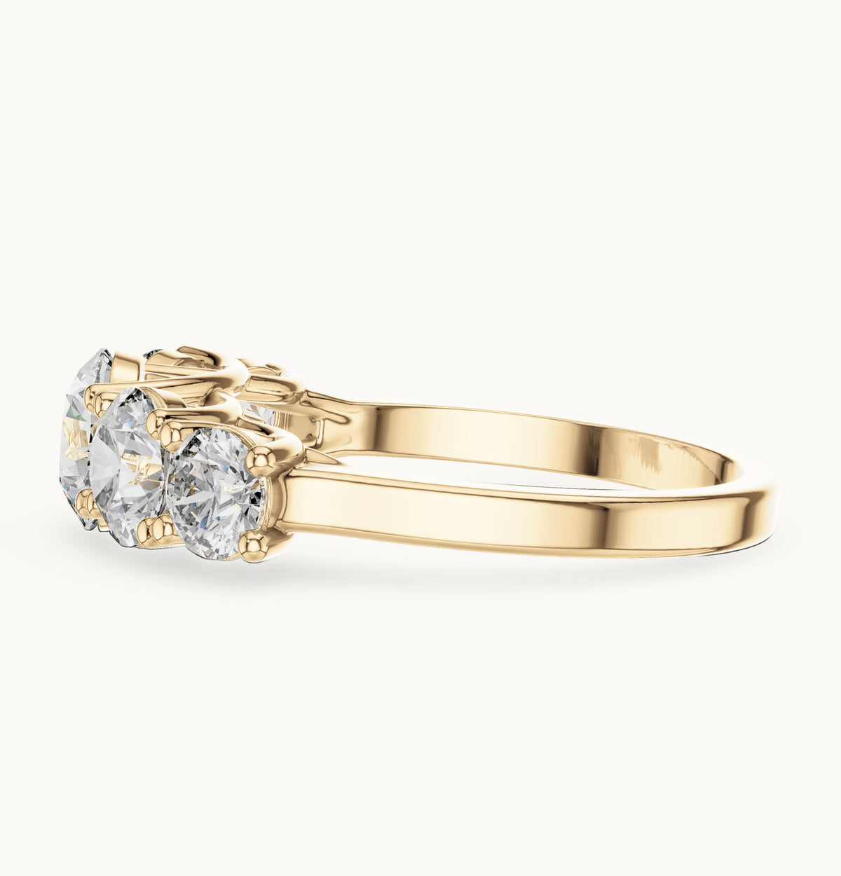 Round lab-grown diamond graduated five-stone ring in yellow gold, 2.45 CT TW, view 3