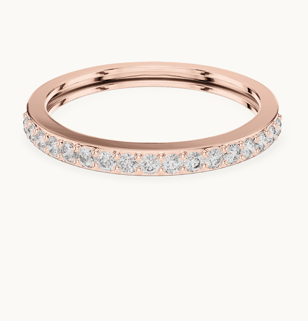 Round lab-grown diamond half eternity band in 14K rose gold, 0.25 CT TW, view 4