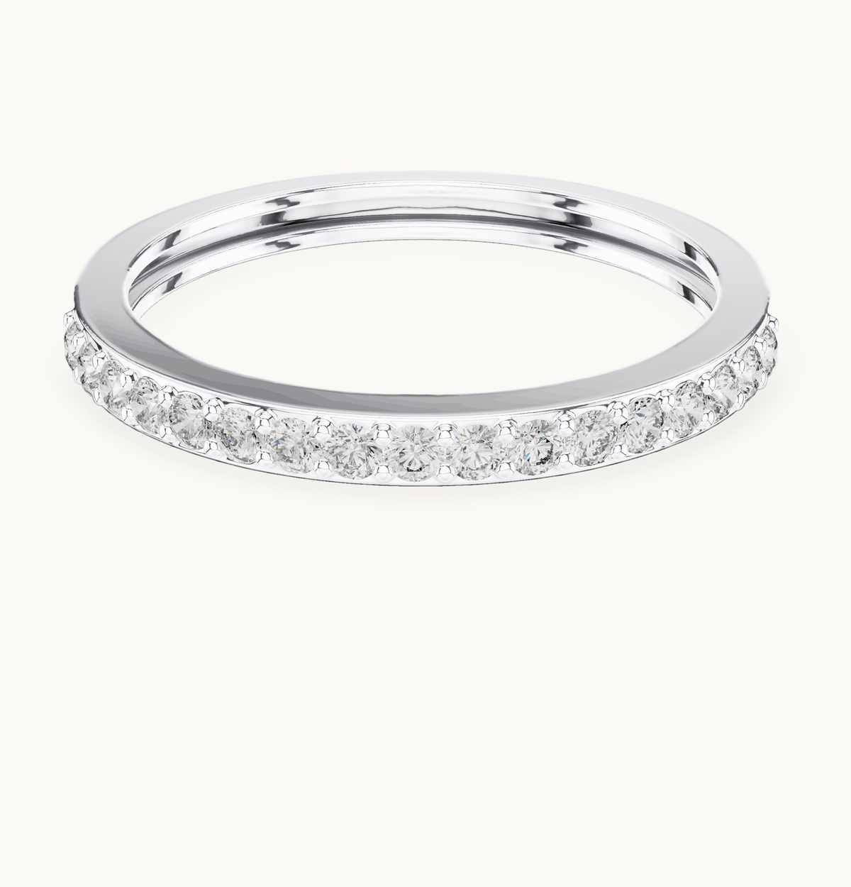 Round lab-grown diamond half eternity band in 14K white gold, 0.25 CT TW, view 4