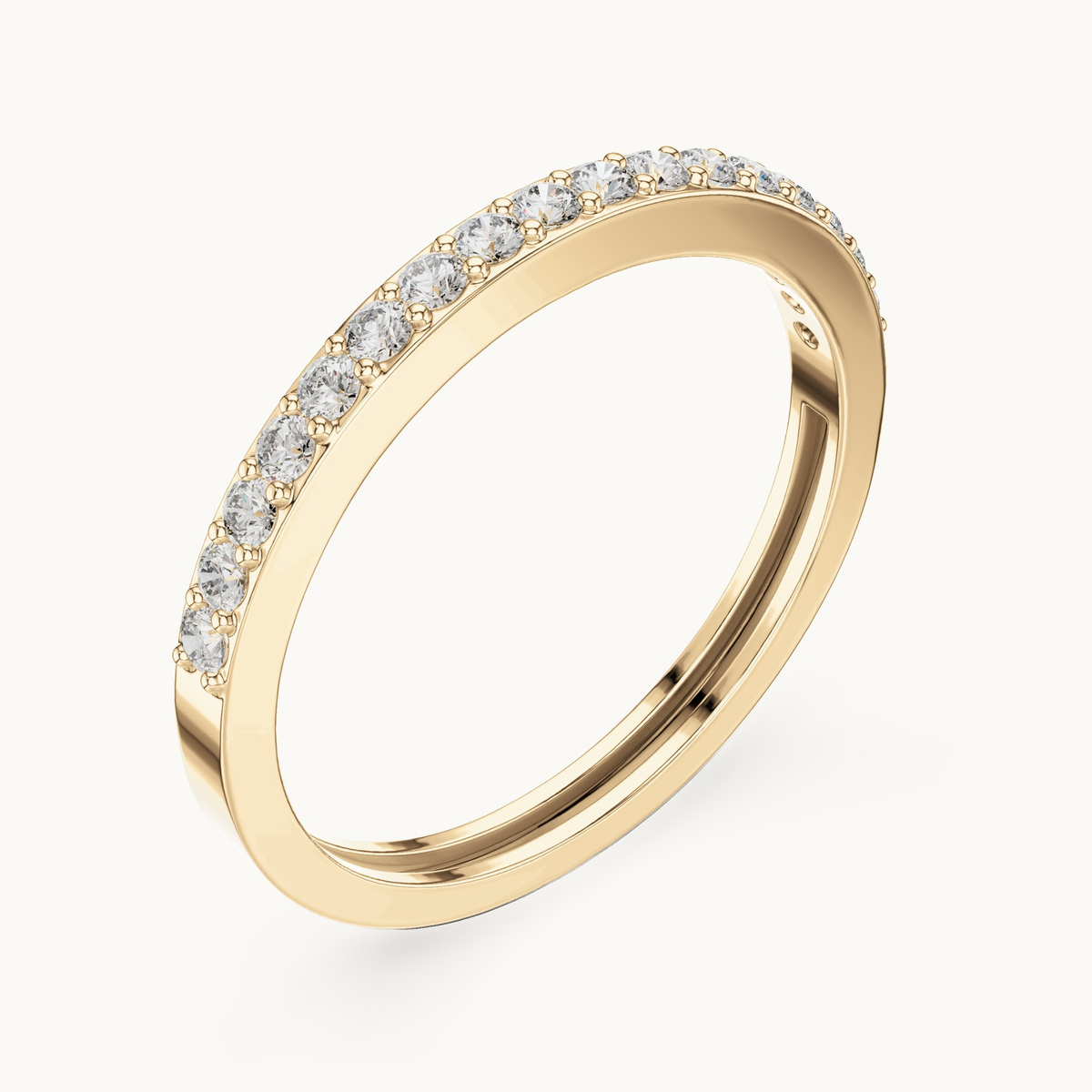 Round lab-grown diamond half eternity band in 14K yellow gold, 0.25 CT TW, view 2