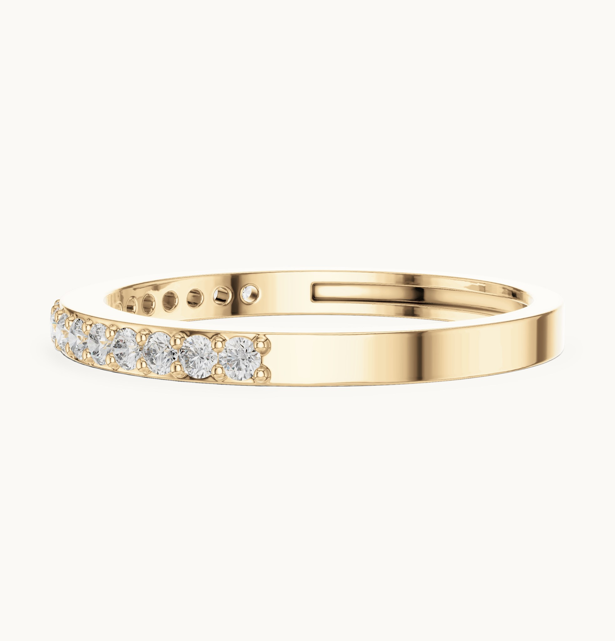 Round lab-grown diamond half eternity band in 14K yellow gold, 0.25 CT TW, view 3
