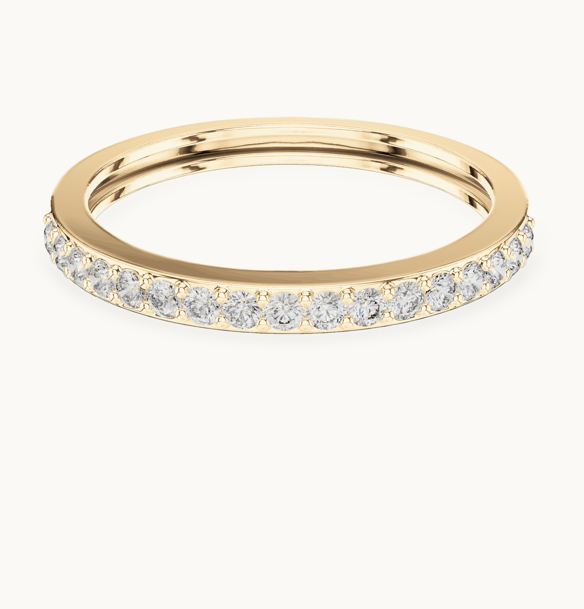 Round lab-grown diamond half eternity band in 14K yellow gold, 0.25 CT TW, view 4