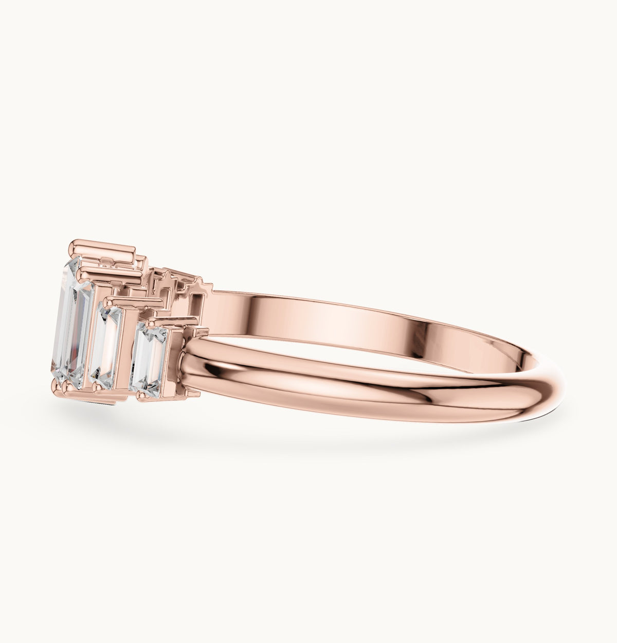 Baguette lab-grown diamond graduated anniversary band in rose gold, 0.58 CT TW, view 3