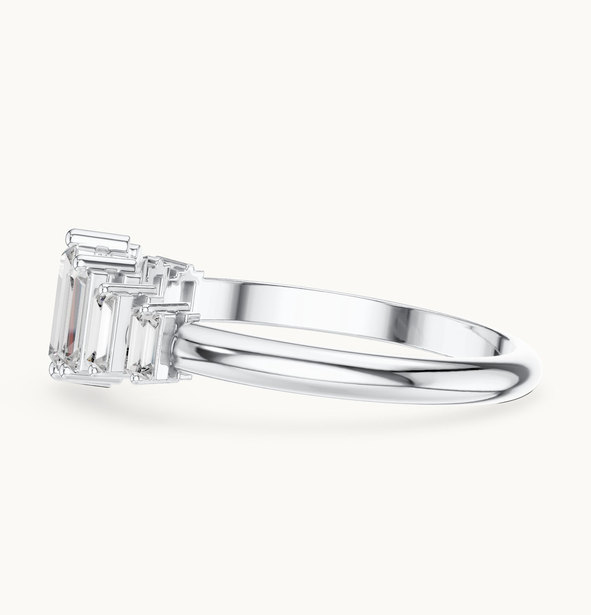 Baguette lab-grown diamond graduated anniversary band in white gold, 0.58 CT TW, view 3