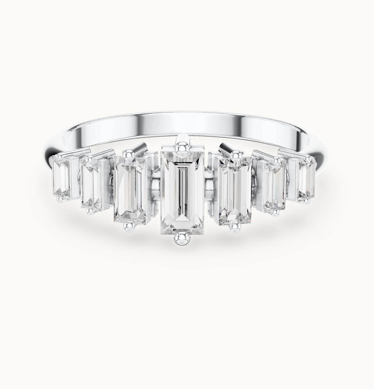 Baguette lab-grown diamond graduated anniversary band in white gold, 0.58 CT TW, view 4