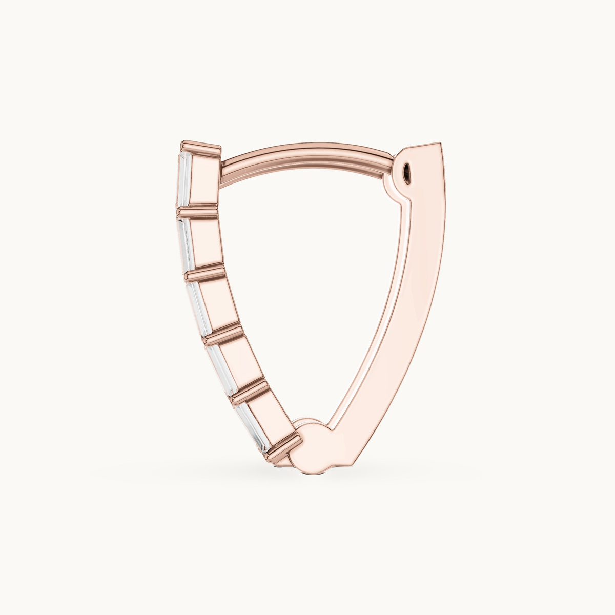 Baguette lab-grown diamond hoop earrings in 14K rose gold, 0.45 CT TW, view 3