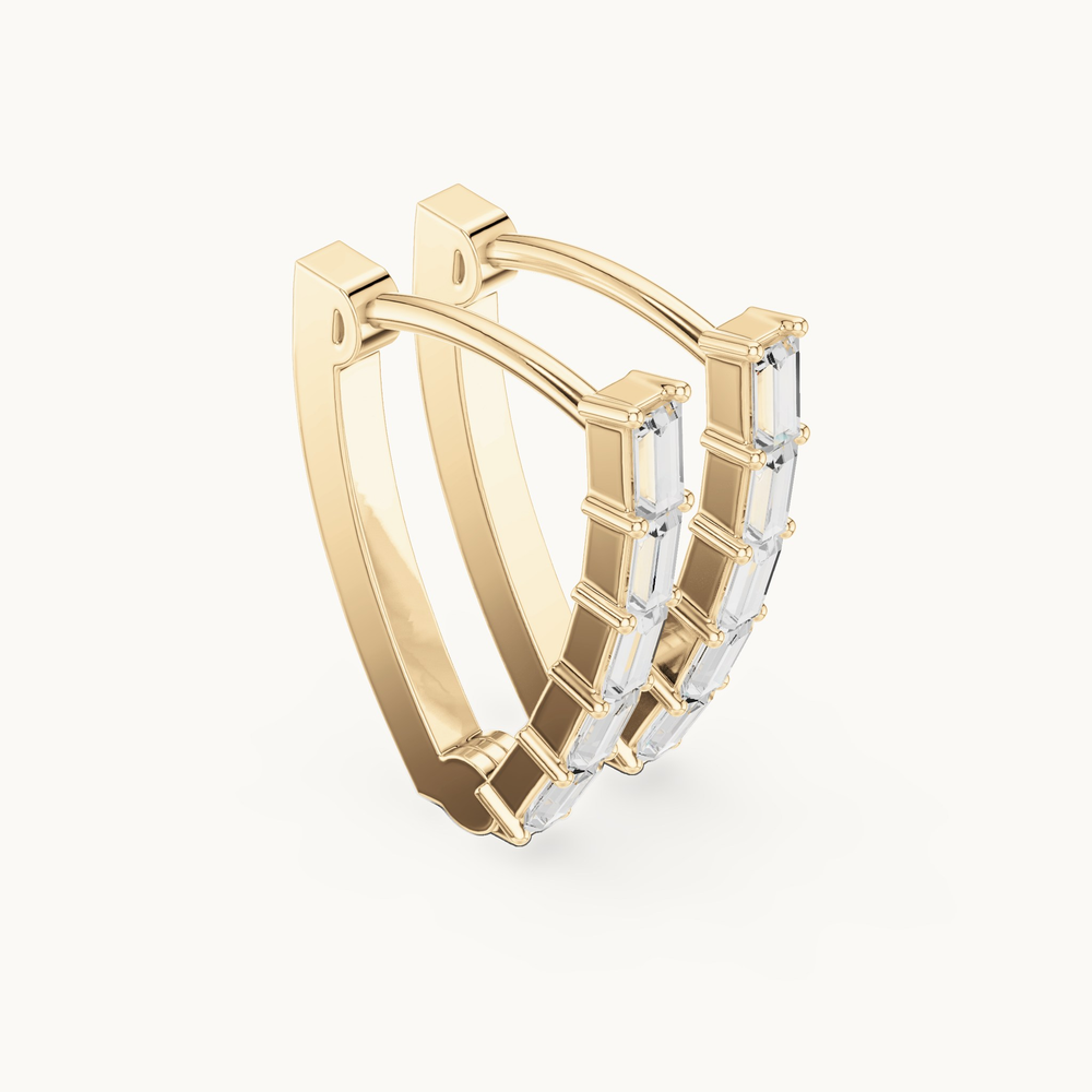 Baguette lab-grown diamond hoop earrings in 14K yellow gold, 0.45 CT TW, view 1