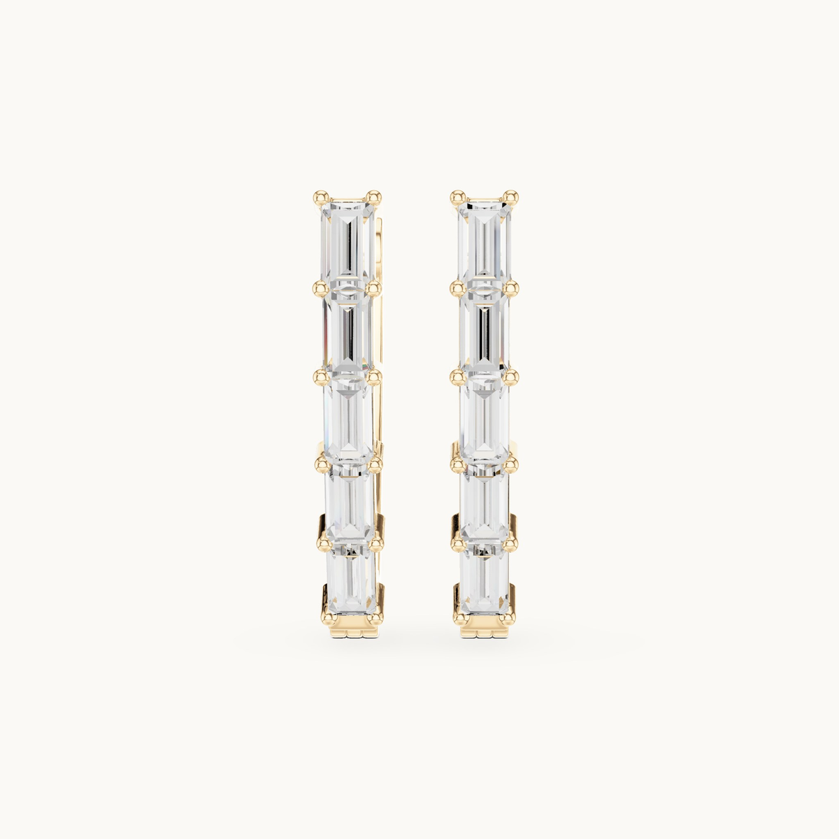 Baguette lab-grown diamond hoop earrings in 14K yellow gold, 0.45 CT TW, view 4