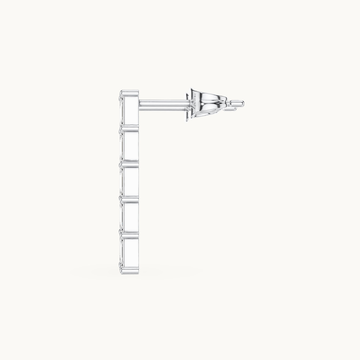 Emerald-cut lab-grown diamond line drop earrings in 14K white gold, 0.70 CT TW, view 3