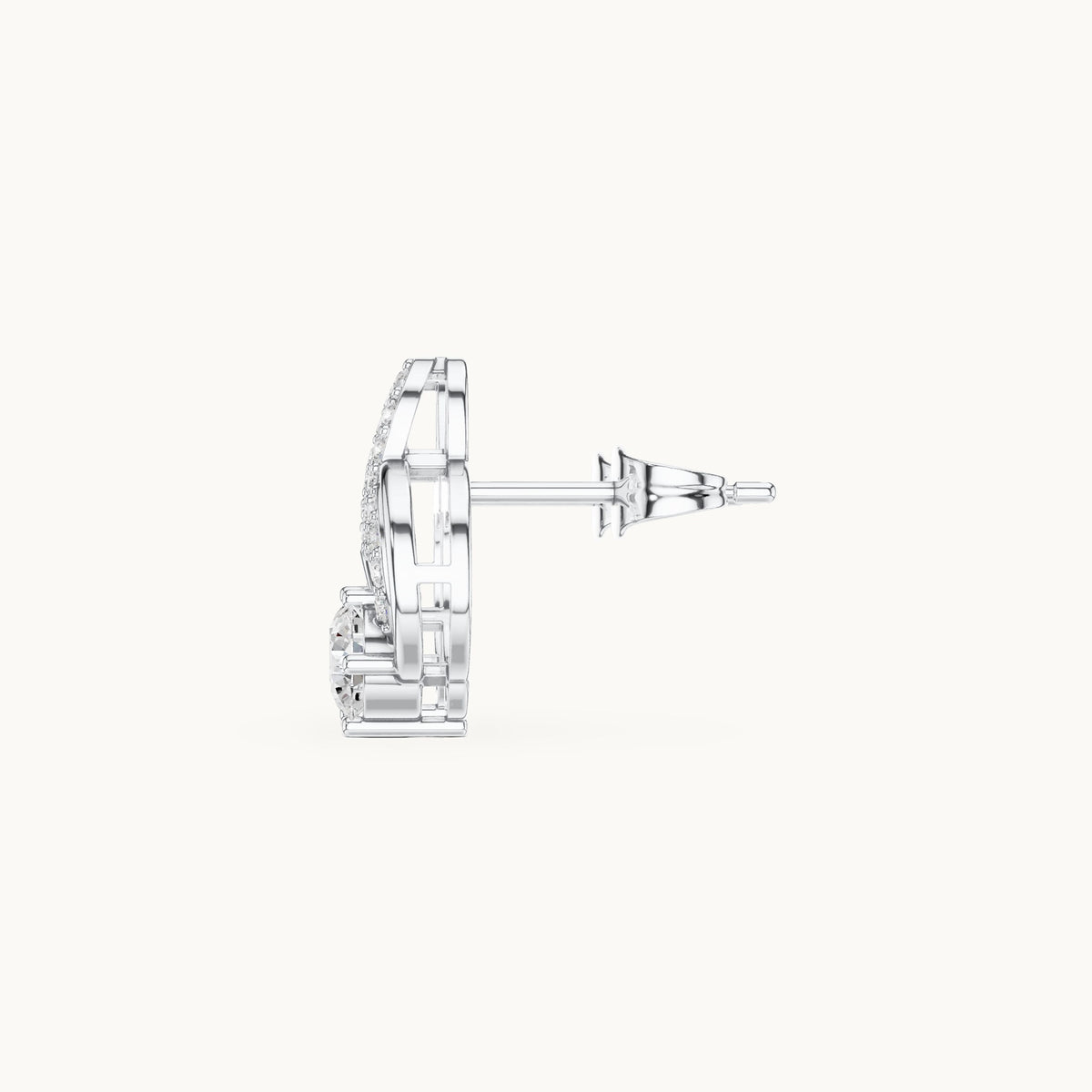 Round lab-grown diamond flame swirl stud earrings in white gold, 0.80 CT TW, view 3