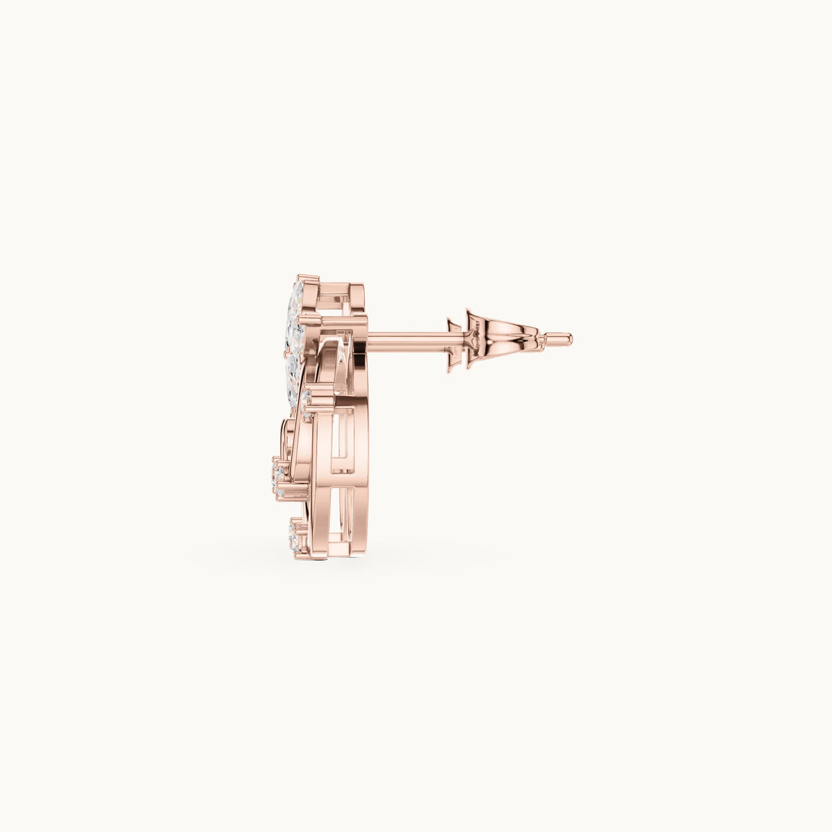 Marquise and round lab-grown diamond spiral stud earrings in rose gold, 0.42 CT TW, view 3