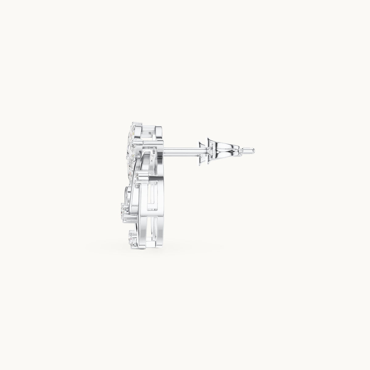 Marquise and round lab-grown diamond spiral stud earrings in white gold, 0.42 CT TW, view 3