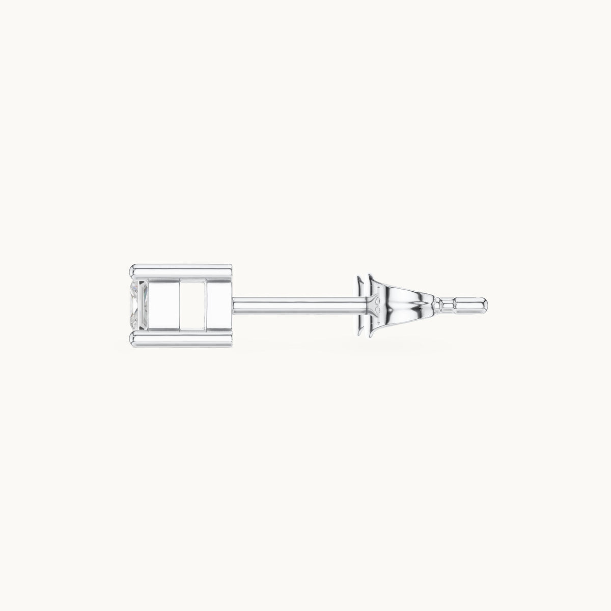 Princess-cut lab-grown diamond square collet stud earrings in white gold, 0.07 CT TW, view 3