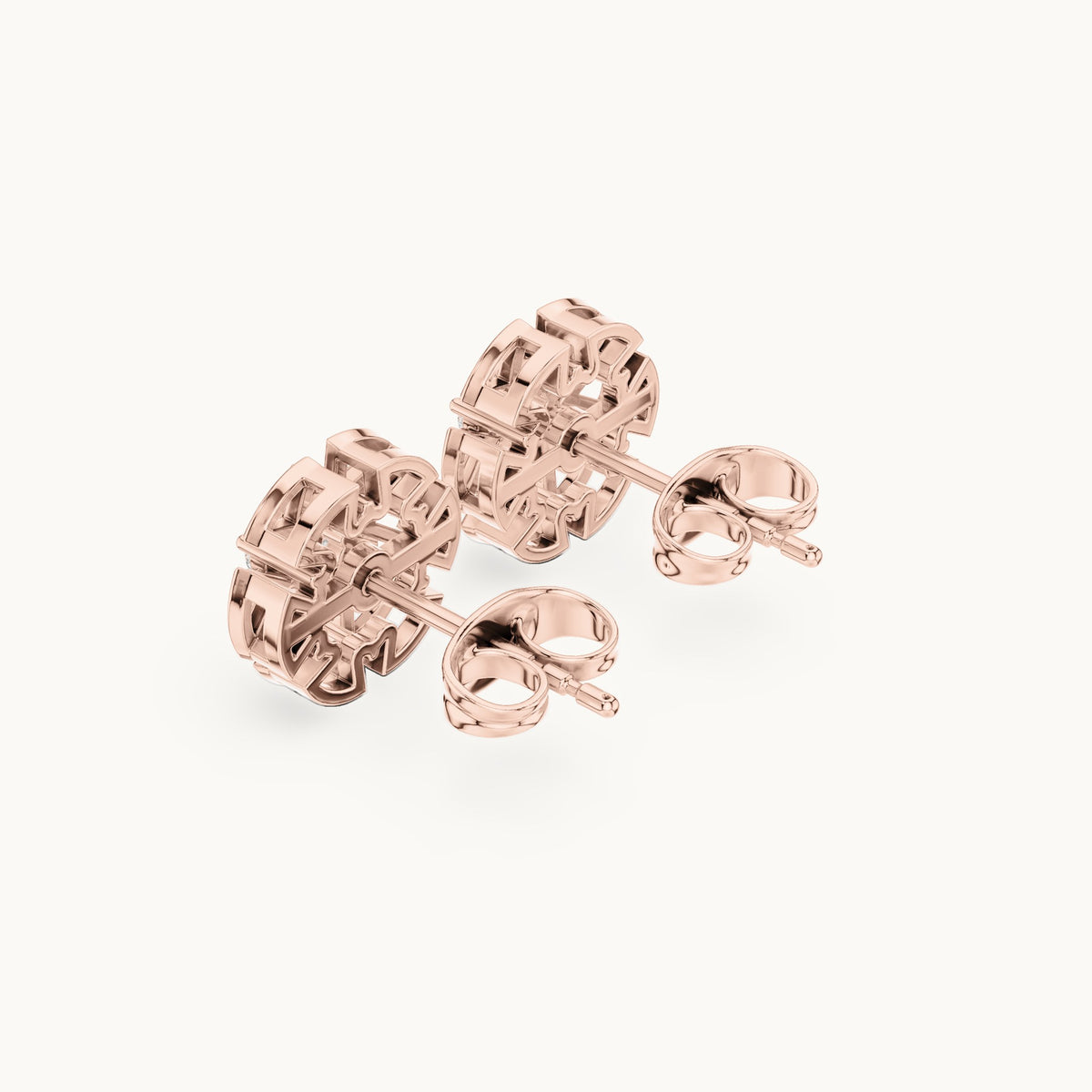 Round lab-grown diamond compass cluster stud earrings in rose gold, 0.43 CT TW, view 2