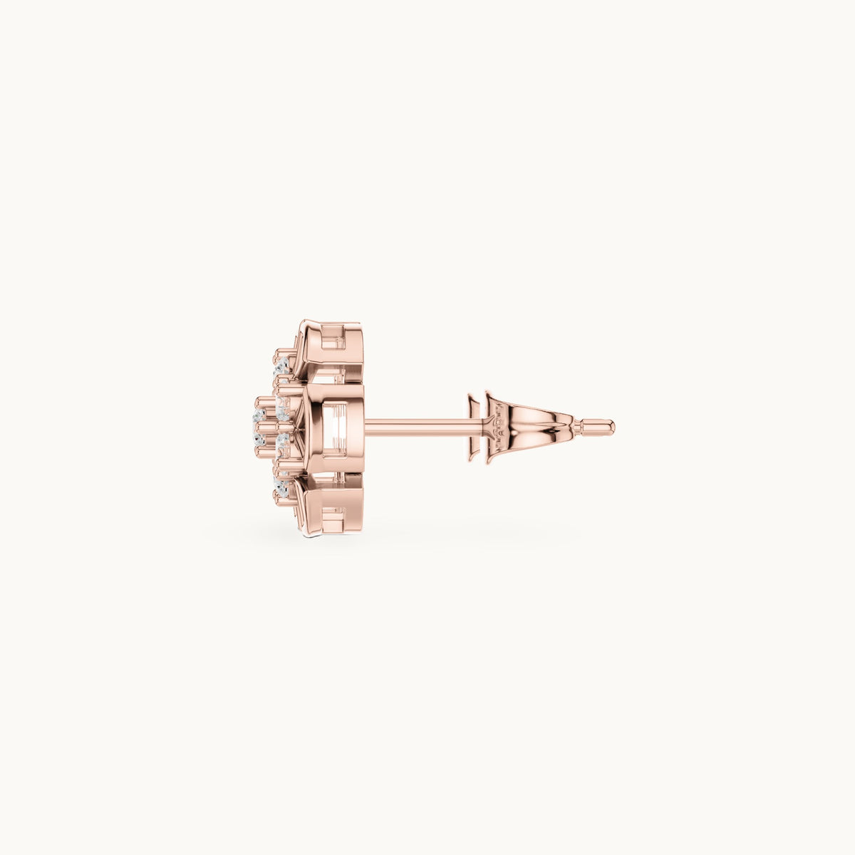 Round lab-grown diamond compass cluster stud earrings in rose gold, 0.43 CT TW, view 3