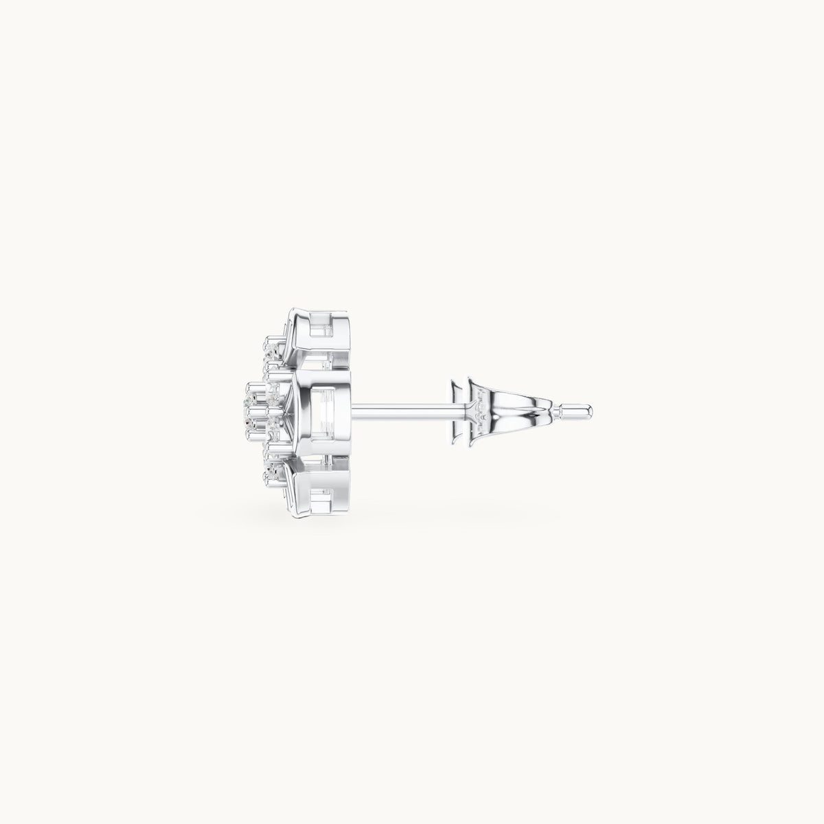 Round lab-grown diamond compass cluster stud earrings in white gold, 0.43 CT TW, view 3