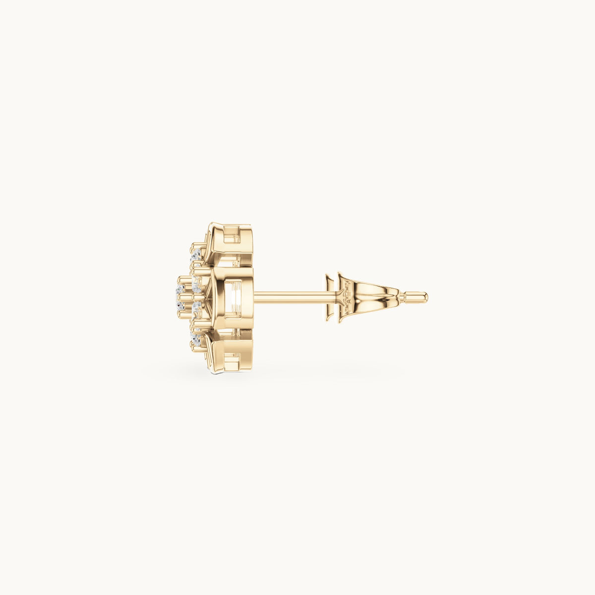 Round lab-grown diamond compass cluster stud earrings in yellow gold, 0.43 CT TW, view 3