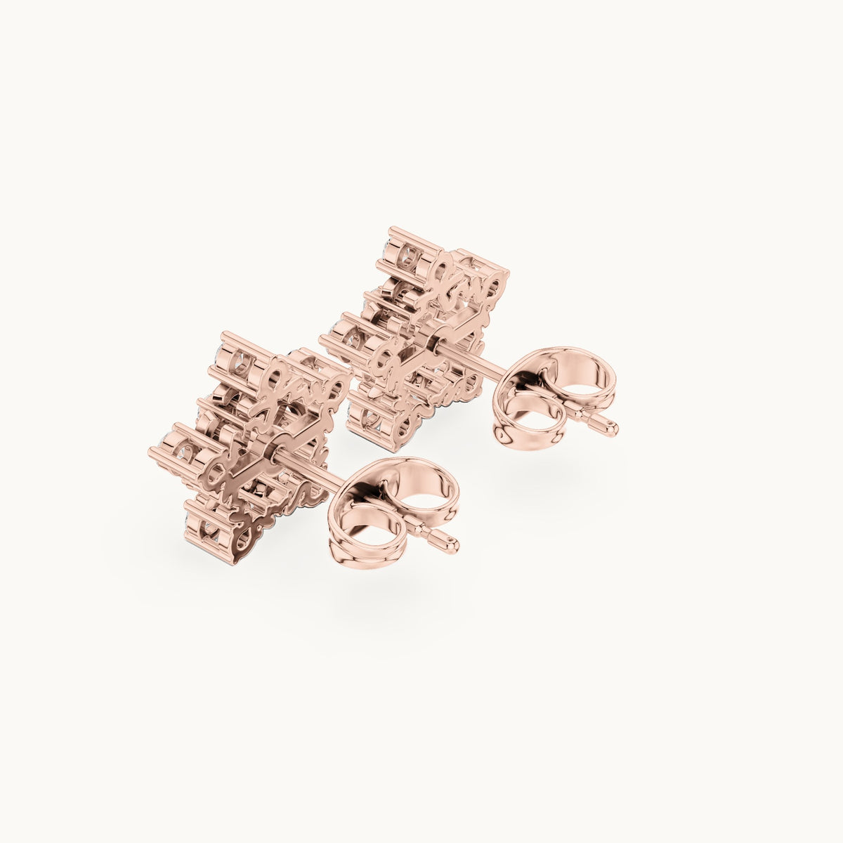 Round lab-grown diamond open star stud earrings in rose gold, 0.42 CT TW, view 2