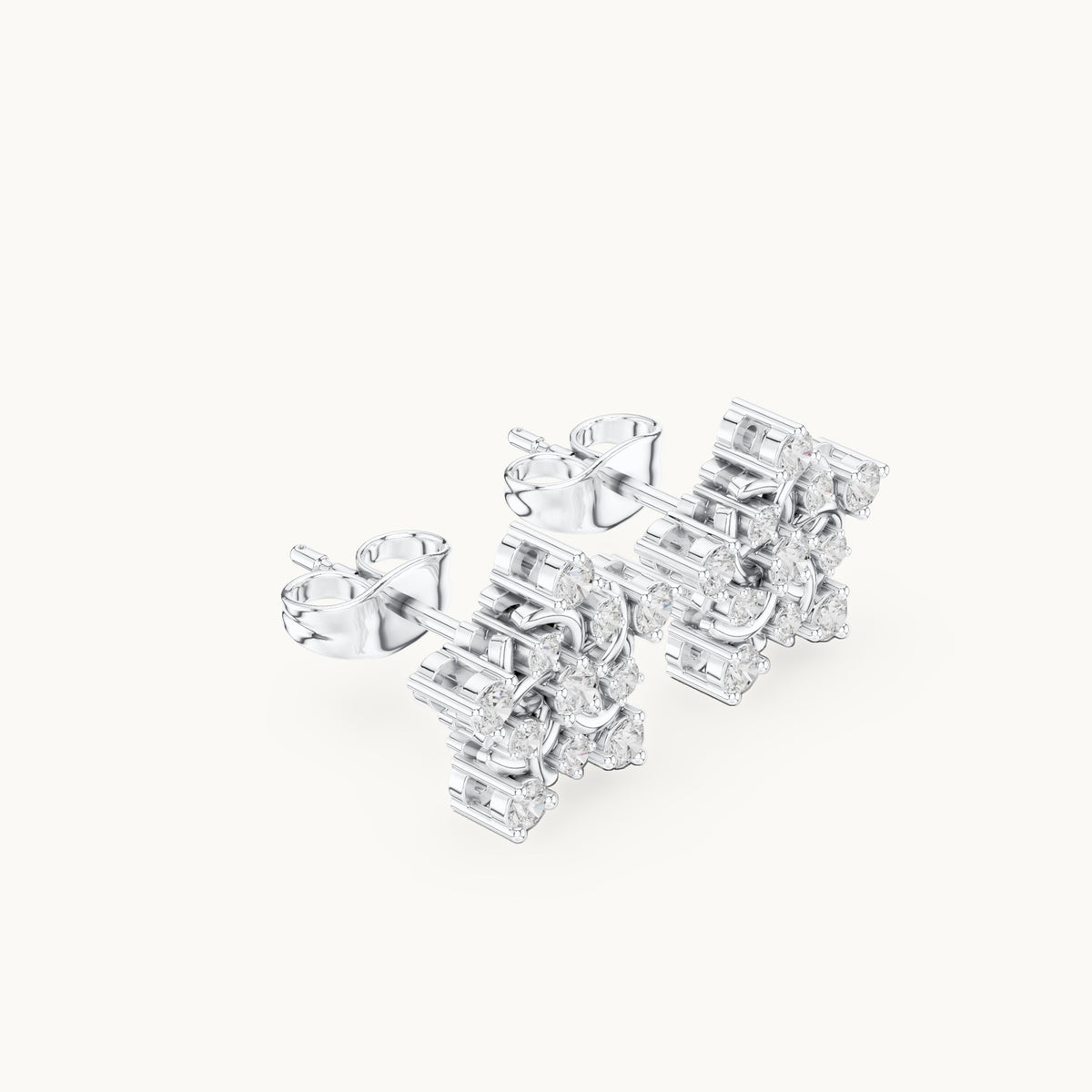 Round lab-grown diamond open star stud earrings in white gold, 0.42 CT TW, view 1