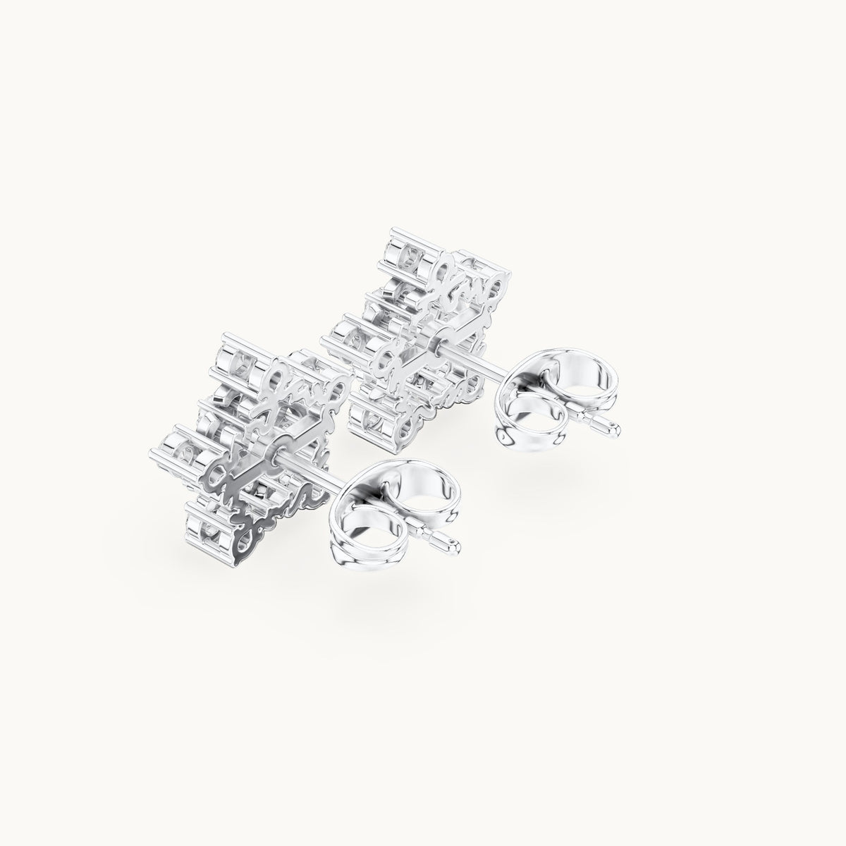 Round lab-grown diamond open star stud earrings in white gold, 0.42 CT TW, view 2