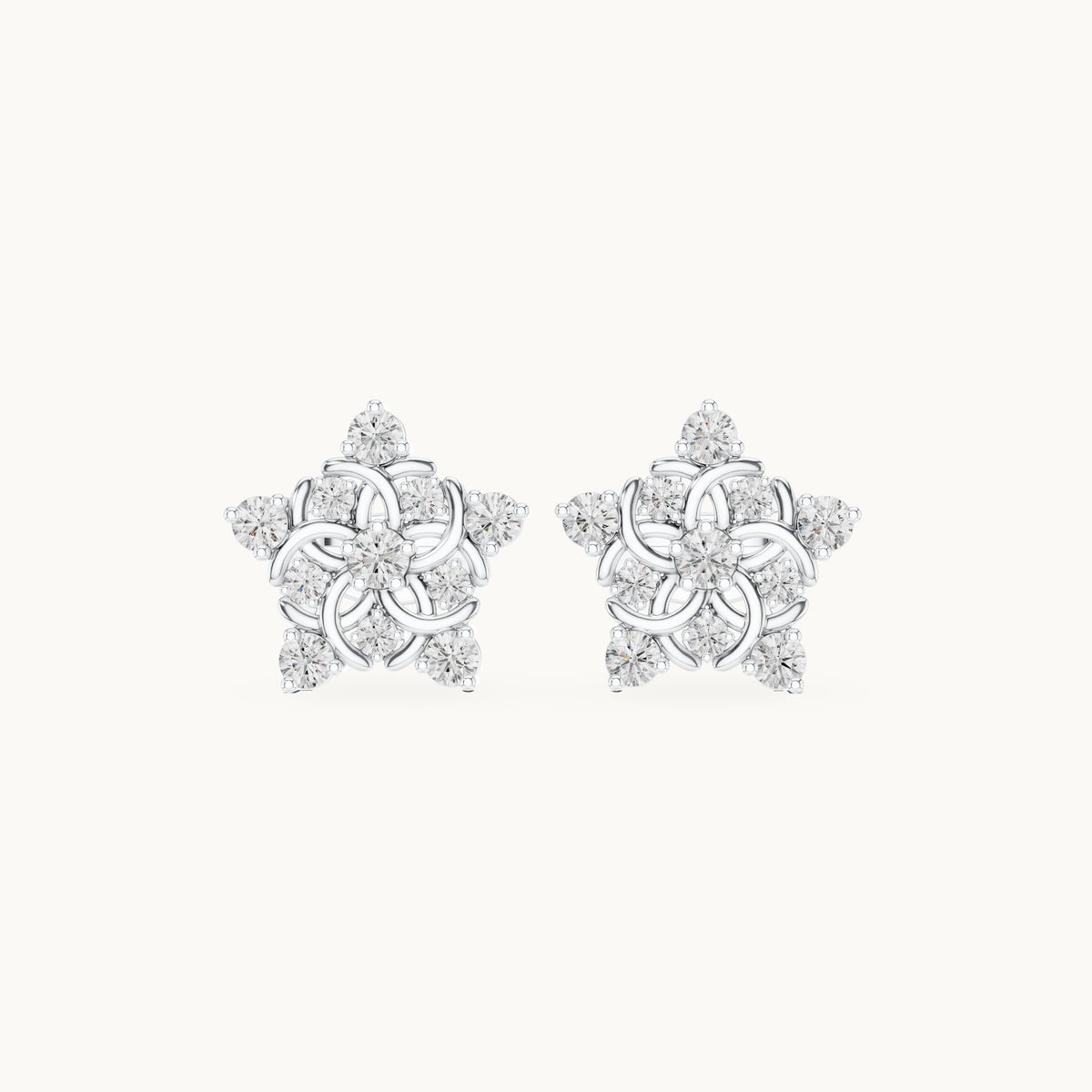 Round lab-grown diamond open star stud earrings in white gold, 0.42 CT TW, view 4