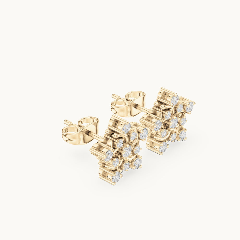 Round lab-grown diamond open star stud earrings in yellow gold, 0.42 CT TW, view 1