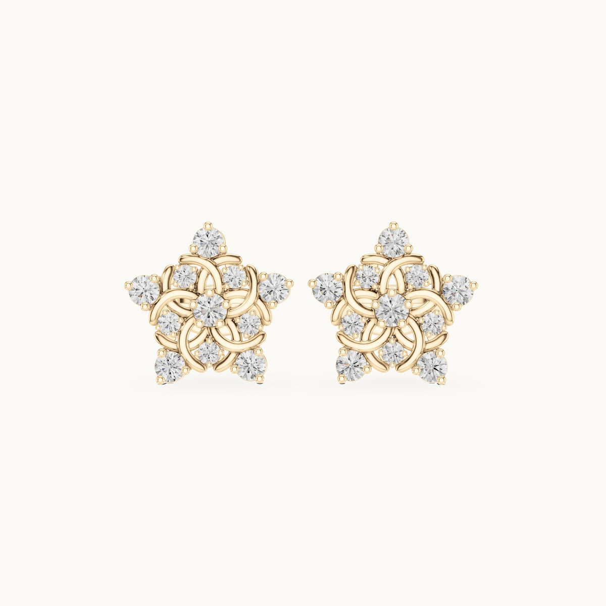 Round lab-grown diamond open star stud earrings in yellow gold, 0.42 CT TW, view 4