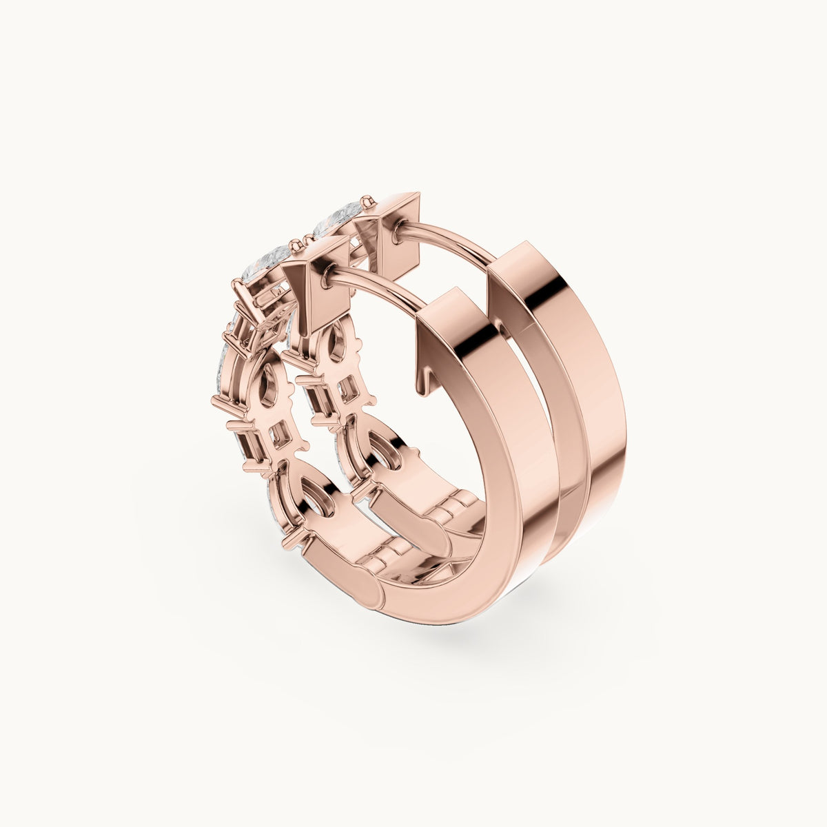 Pear and princess-cut lab-grown diamond hoop earrings in rose gold, 0.68 CT TW, view 2