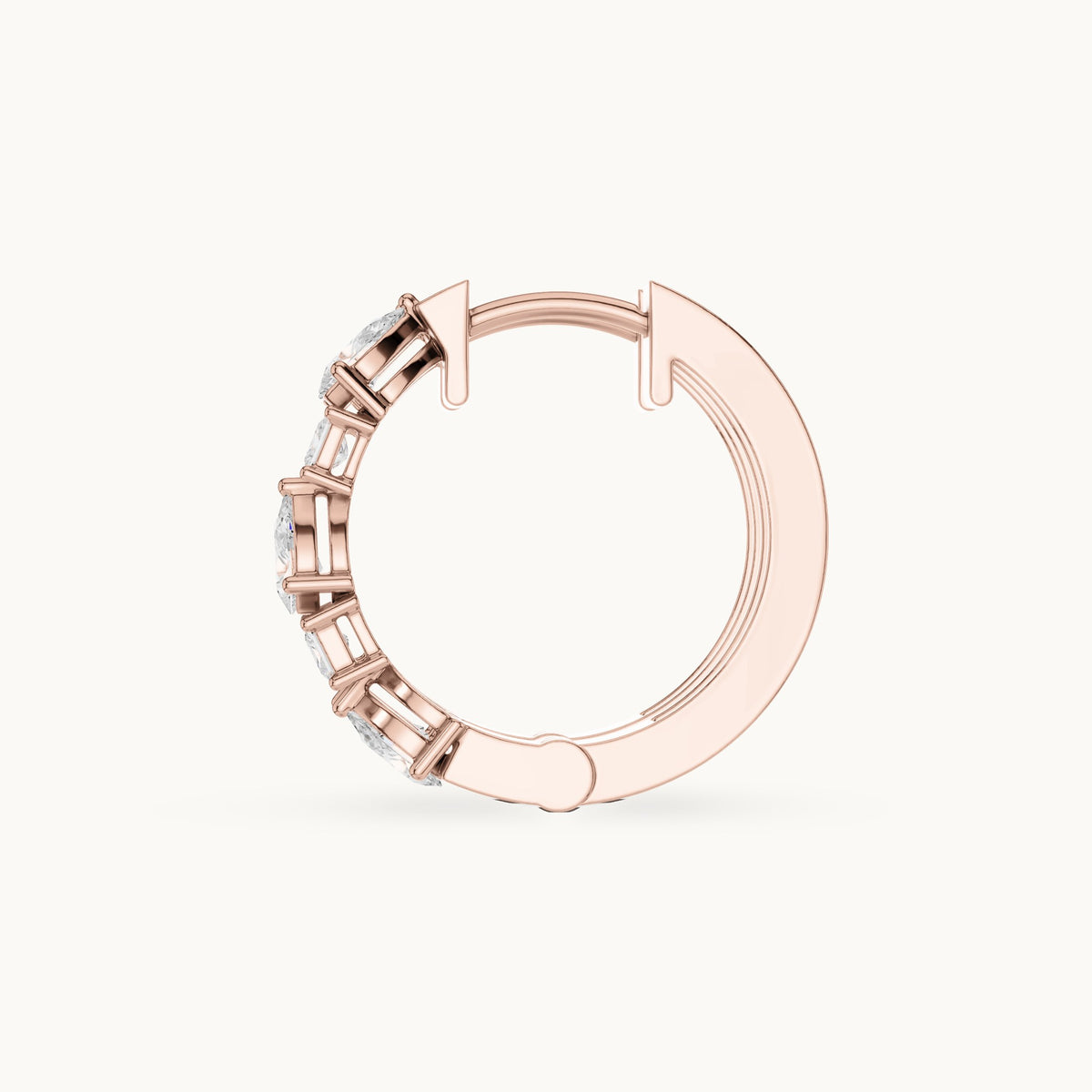 Pear and princess-cut lab-grown diamond hoop earrings in rose gold, 0.68 CT TW, view 3