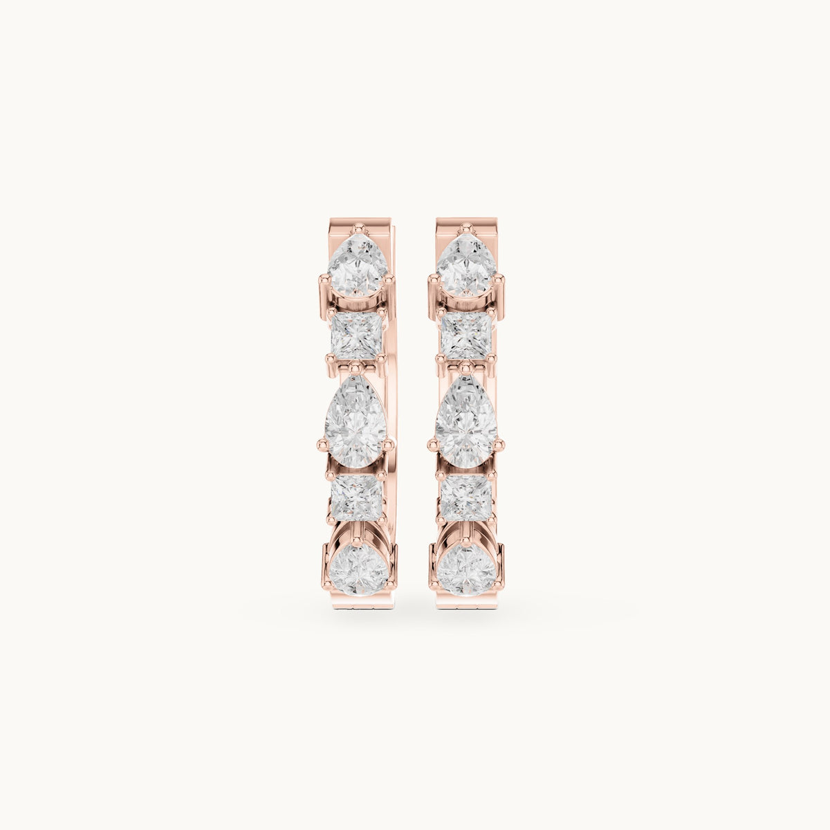 Pear and princess-cut lab-grown diamond hoop earrings in rose gold, 0.68 CT TW, view 4