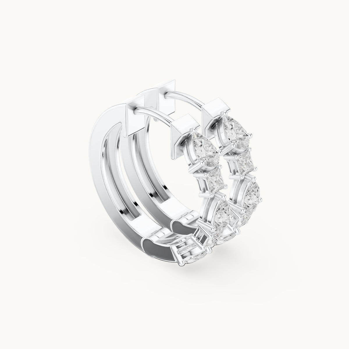 Pear and princess-cut lab-grown diamond hoop earrings in white gold, 0.68 CT TW, view 1