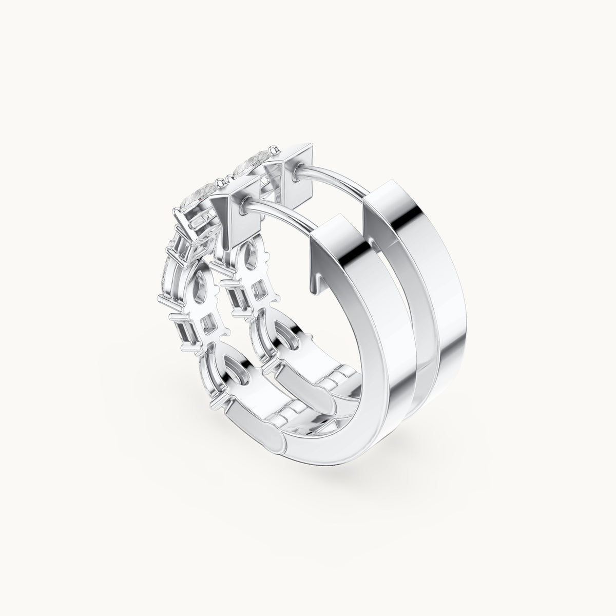 Pear and princess-cut lab-grown diamond hoop earrings in white gold, 0.68 CT TW, view 2