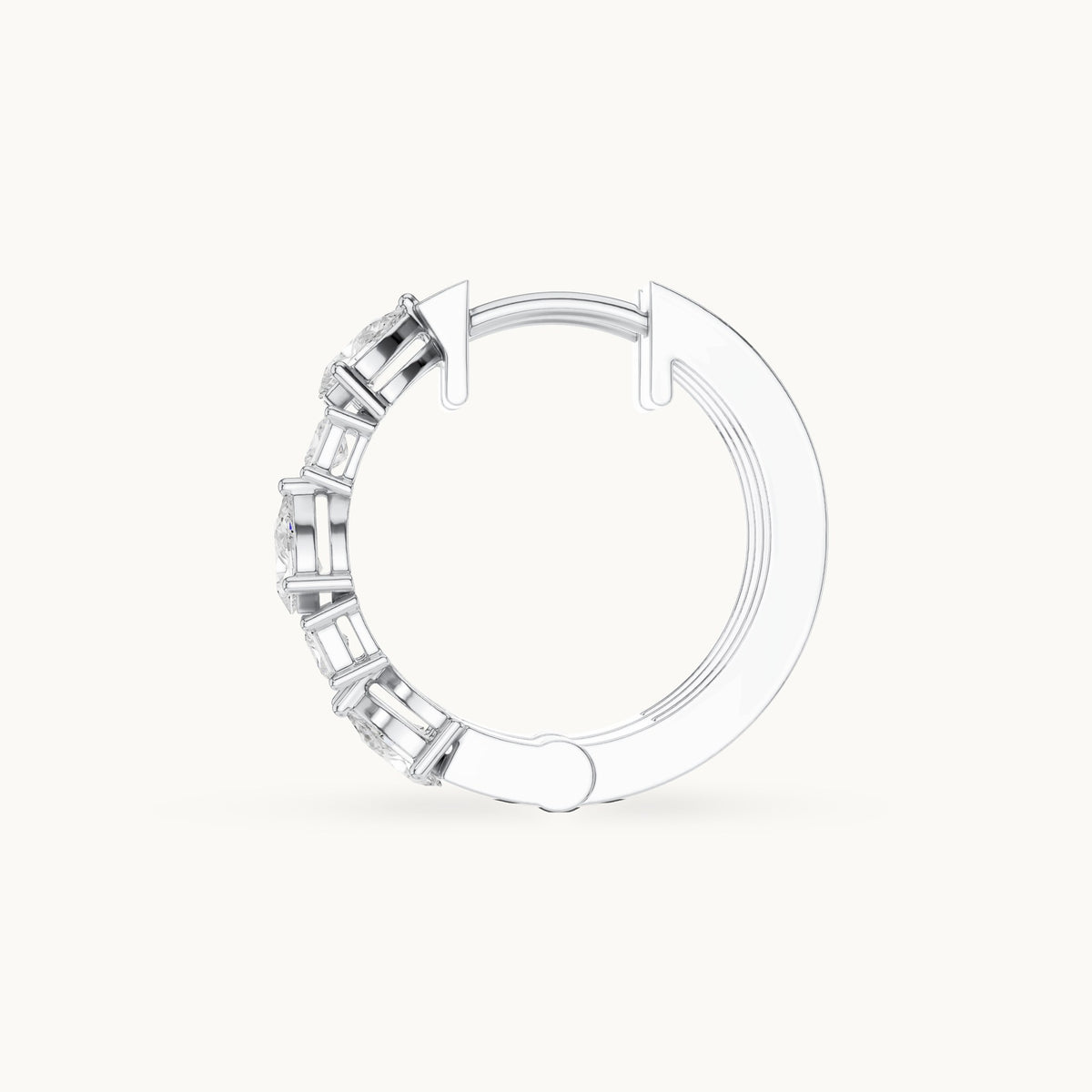 Pear and princess-cut lab-grown diamond hoop earrings in white gold, 0.68 CT TW, view 3