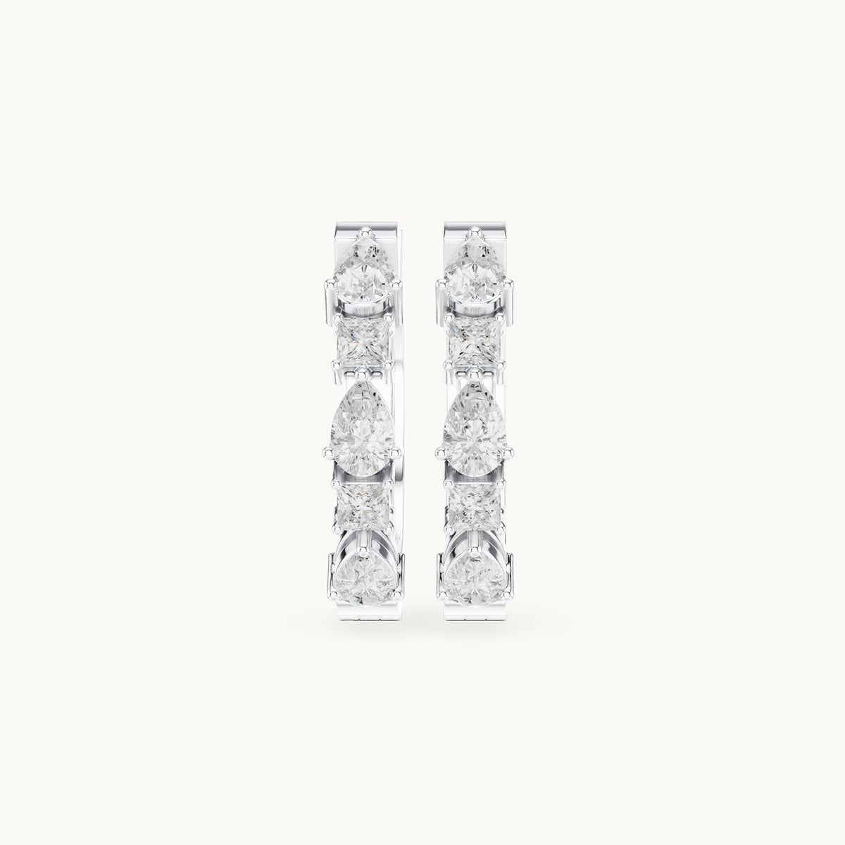 Pear and princess-cut lab-grown diamond hoop earrings in white gold, 0.68 CT TW, view 4