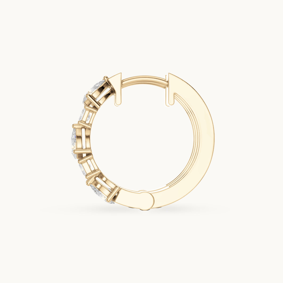 Pear and princess-cut lab-grown diamond hoop earrings in yellow gold, 0.68 CT TW, view 3
