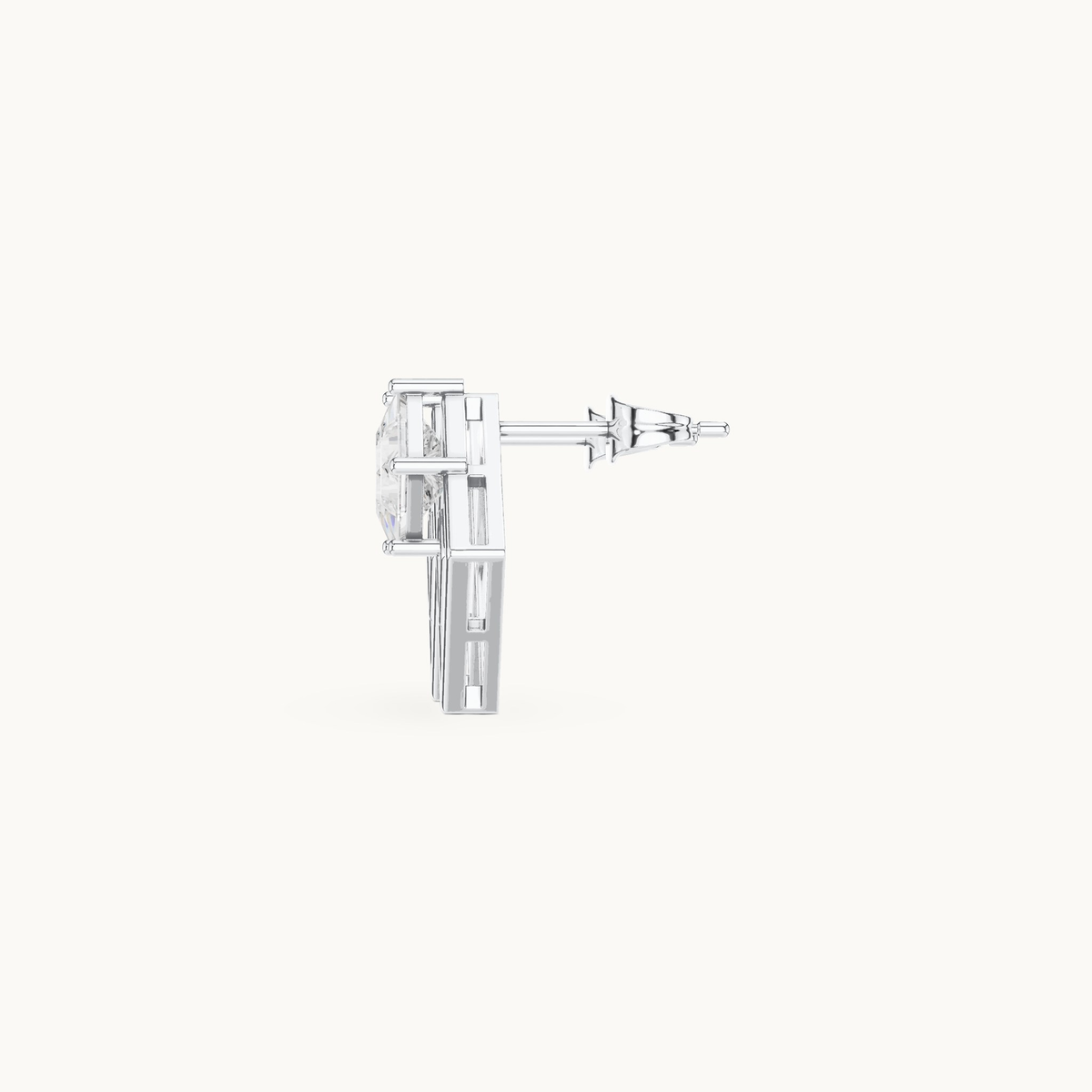 Princess-cut lab-grown diamond solitaire stud earrings in 14K white gold, 1.60 CT TW, view 3