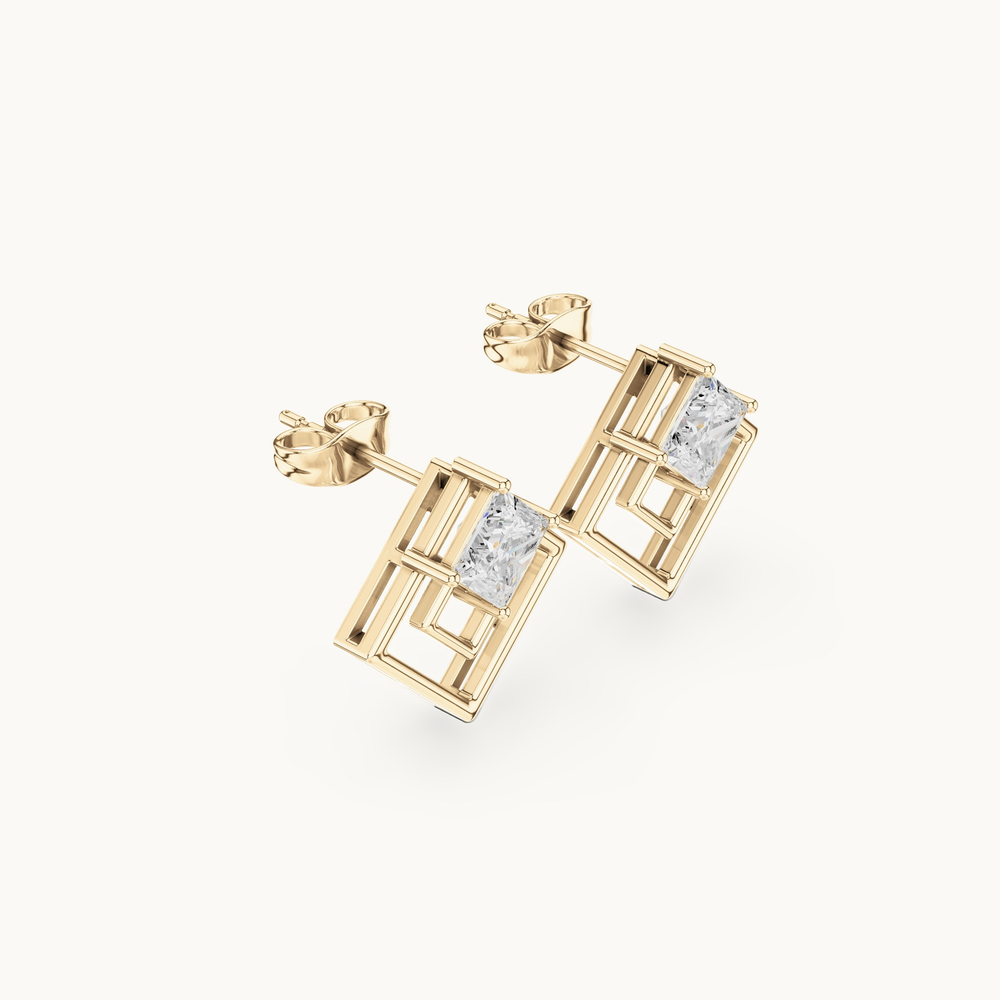 Princess-cut lab-grown diamond solitaire stud earrings in 14K yellow gold, 1.60 CT TW, view 1