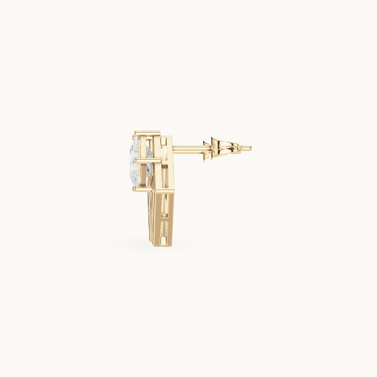Princess-cut lab-grown diamond solitaire stud earrings in 14K yellow gold, 1.60 CT TW, view 3