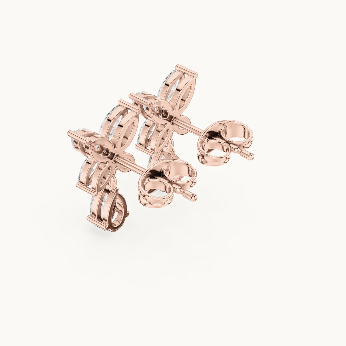 Marquise and pear lab-grown diamond butterfly drop earrings in rose gold, 0.92 CT TW, view 2