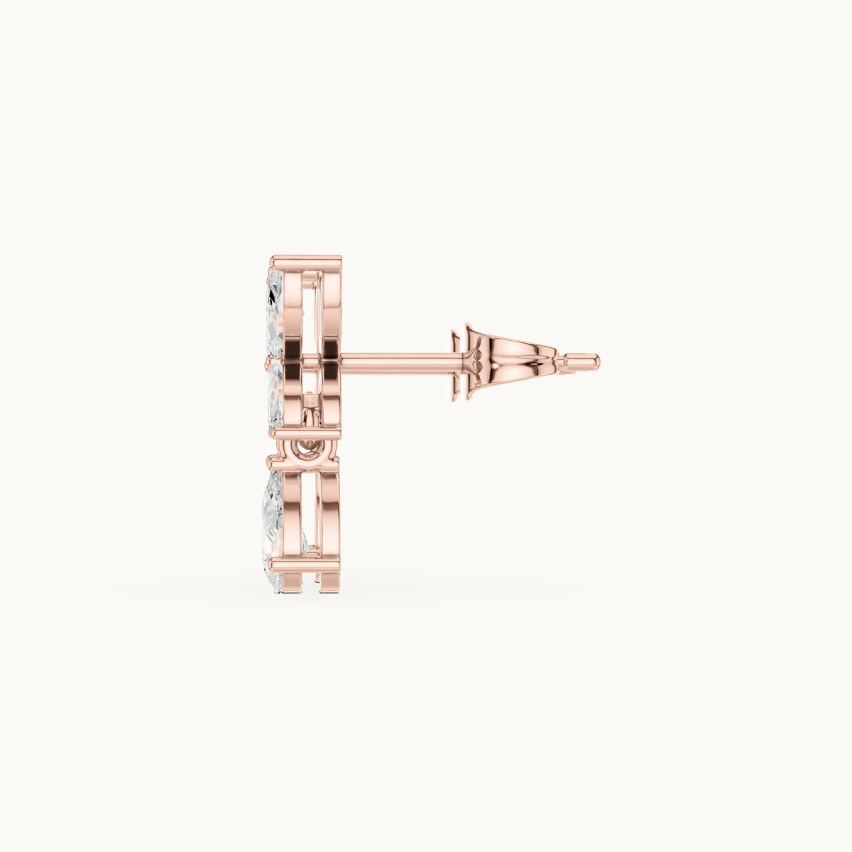 Marquise and pear lab-grown diamond butterfly drop earrings in rose gold, 0.92 CT TW, view 3