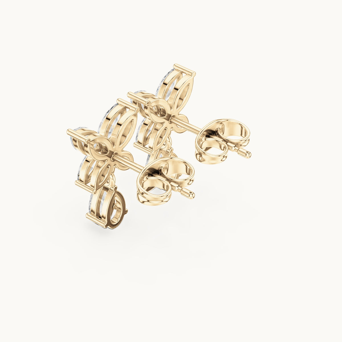 Marquise and pear lab-grown diamond butterfly drop earrings in yellow gold, 0.92 CT TW, view 2