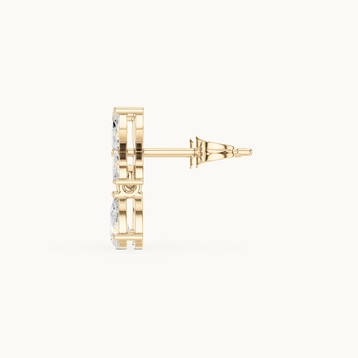 Marquise and pear lab-grown diamond butterfly drop earrings in yellow gold, 0.92 CT TW, view 3