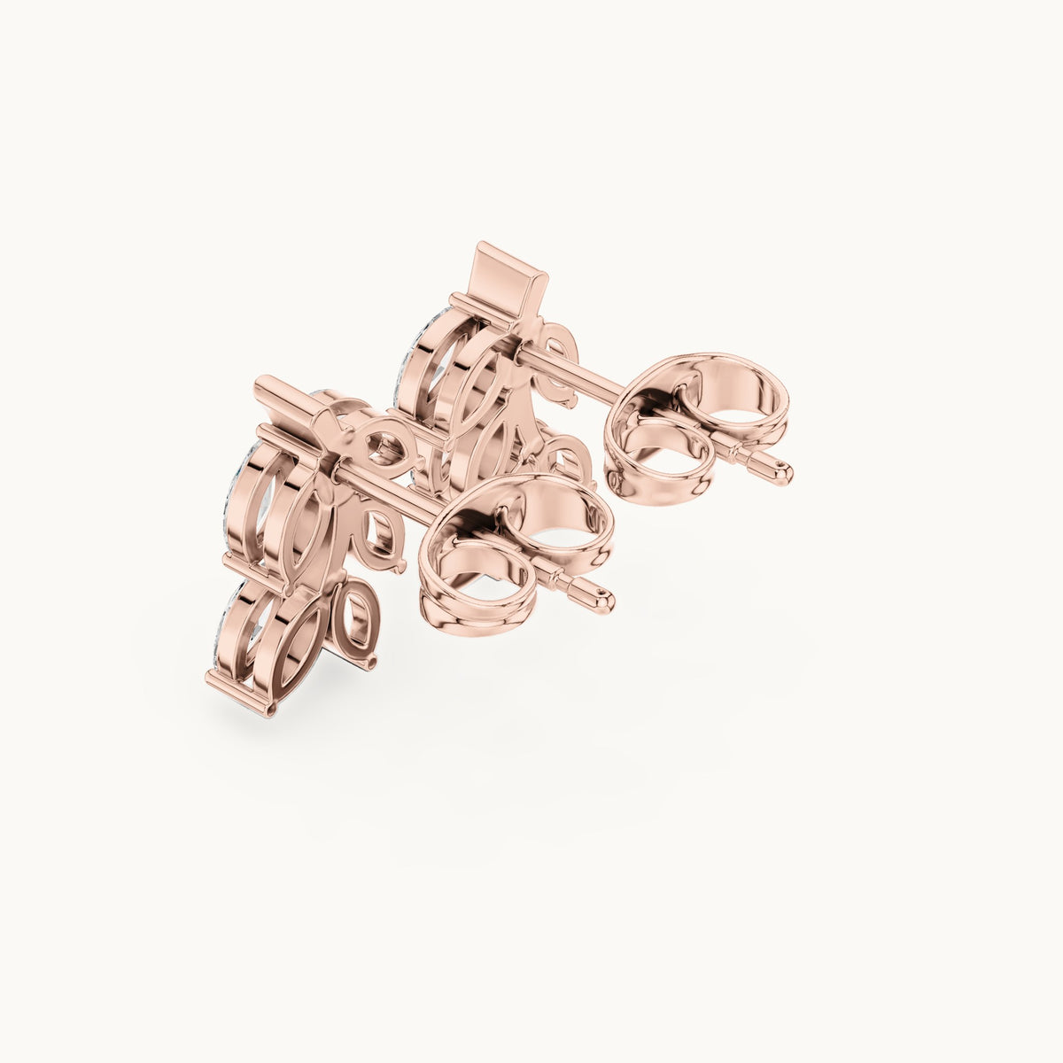 Marquise lab-grown diamond leaf sprig earrings in rose gold, 0.52 CT TW, view 2