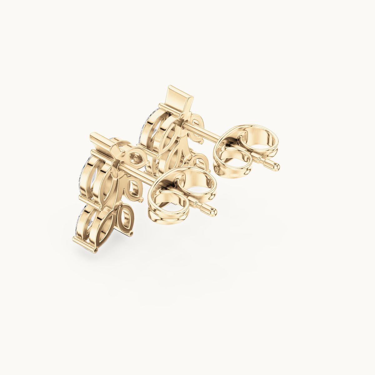 Marquise lab-grown diamond leaf sprig earrings in yellow gold, 0.52 CT TW, view 2