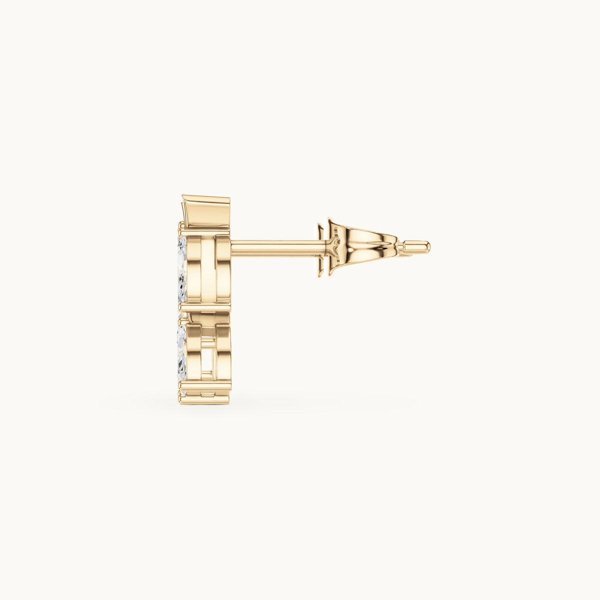 Marquise lab-grown diamond leaf sprig earrings in yellow gold, 0.52 CT TW, view 3