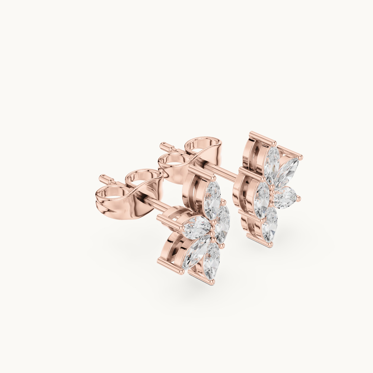 Marquise lab-grown diamond cluster stud earrings in rose gold, 0.52 CT TW, view 1