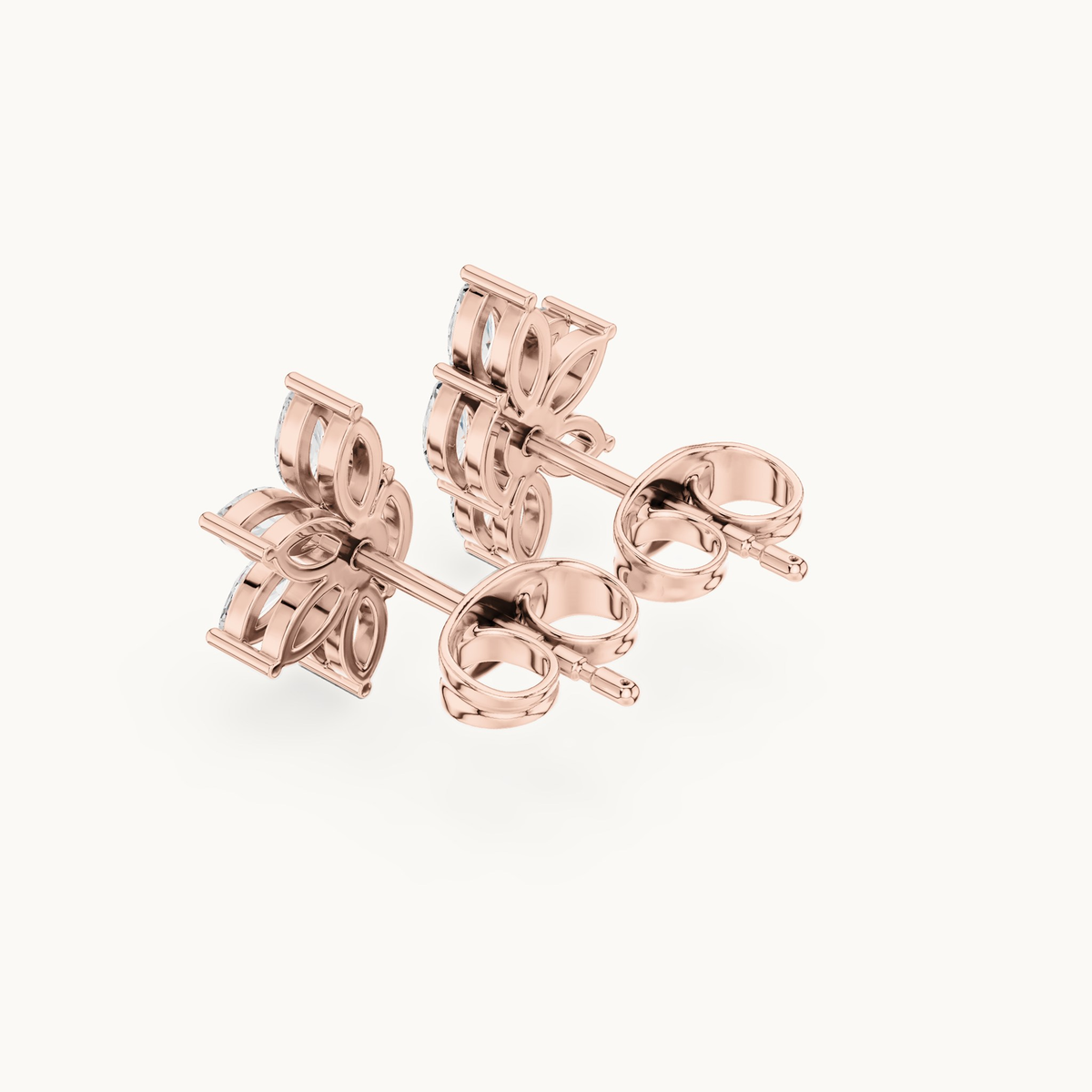 Marquise lab-grown diamond cluster stud earrings in rose gold, 0.52 CT TW, view 2