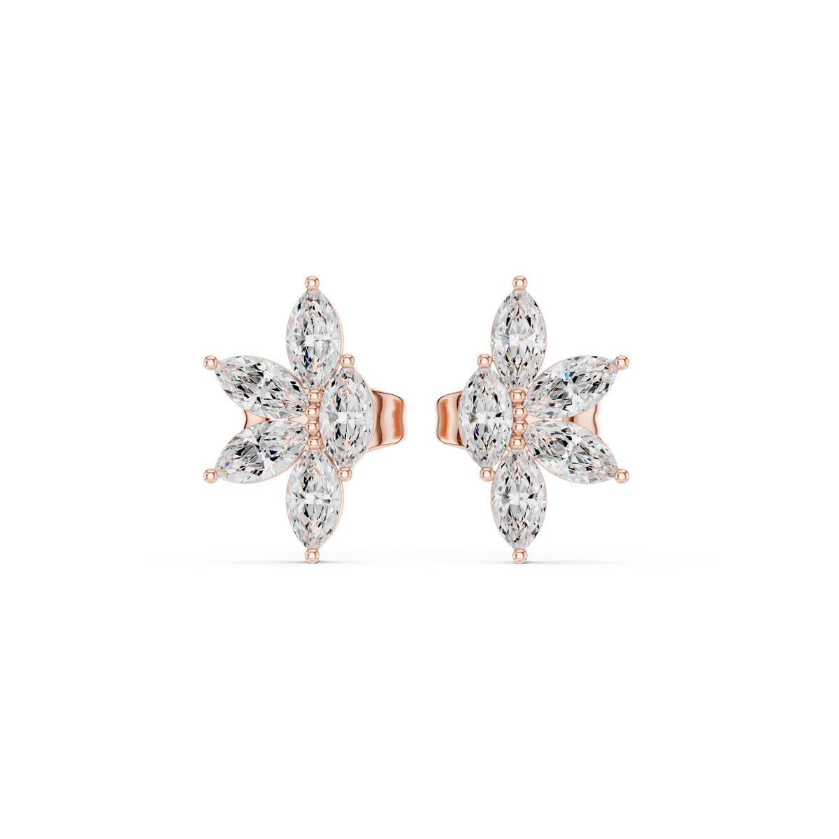 Marquise lab-grown diamond cluster stud earrings in rose gold, 0.52 CT TW, view 4