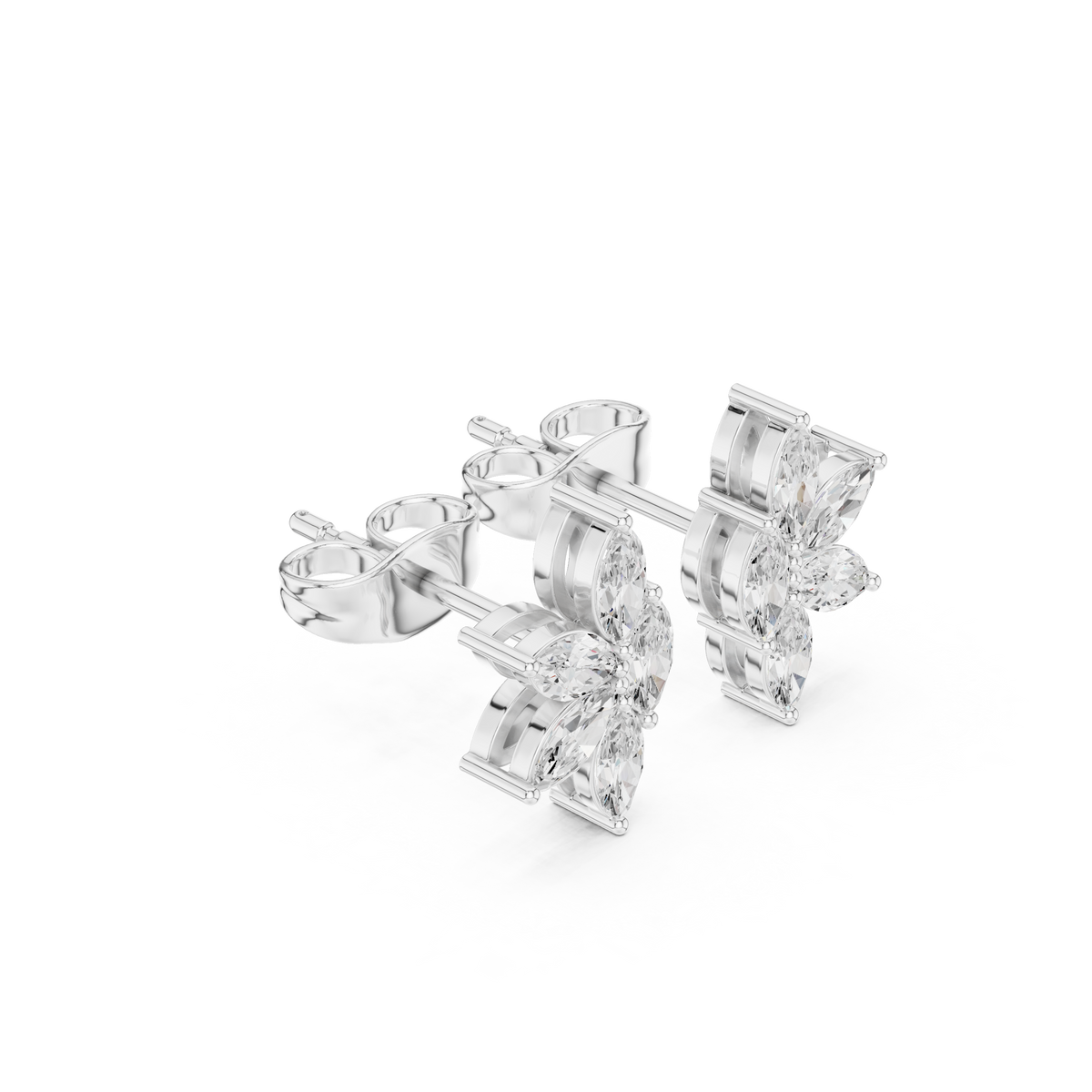 Marquise lab-grown diamond cluster stud earrings in white gold, 0.52 CT TW, view 1